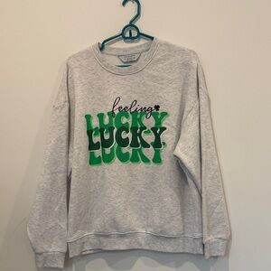Primark Gray and Green Crew Neck Sweater